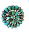 Navajo Royston Turquoise & Sterling Silver Cluster Ring 1.5”