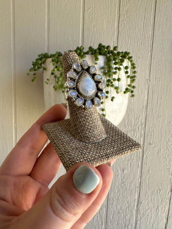 Handmade Moonstone & Sterling Silver Adjustable Ring