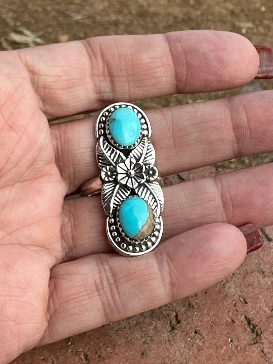 The Garden Kingman Turquoise & Sterling Silver  ring signed