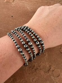  Handmade Sterling Silver & Beaded Navajo Pearl Style Bracelets