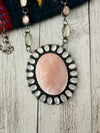 Navajo Sterling Silver, Queen Pink Conch & Mother of Pearl Necklace by Jacqueline Silver