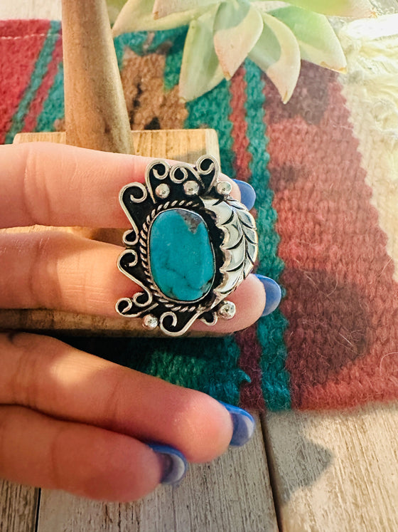 Navajo Kingman Turquoise & Sterling Silver Ring Size 6