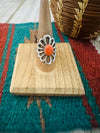 Navajo Sterling Silver & Orange Spiny Flower Ring