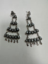 Handmade Sterling Silver & Mother of Pearl Chandelier Heart Dangle Earrings