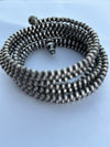 Navajo Sterling Silver Pearl Beaded Wrap Bracelet