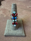 4TH OF JULY COLLECTION Handmade Red, White & Blue Fire Opal & Sterling Silver Adjustable Ring Signed Nizhoni