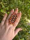 Handmade Adjustable Orange Fire Opal Sterling Silver Ring