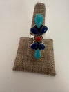 Beautiful Handmade Sterling Silver Lapis, Turquoise & Coral Adjustable Ring