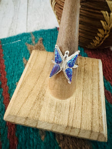  Zuni Sterling Silver & Purple Opal Butterfly Ring