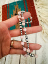 Navajo Sterling Silver Pearl & Queen Pink Conch Beaded 24” Necklace