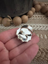 Beautiful Handmade Orange Spiny, Mother of Pearl And Sterling Silver Adjustable Ring