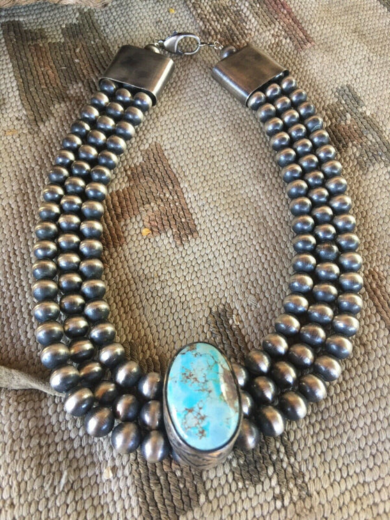 Golden Hills Turquoise & Sterling Silver Pearl Necklace