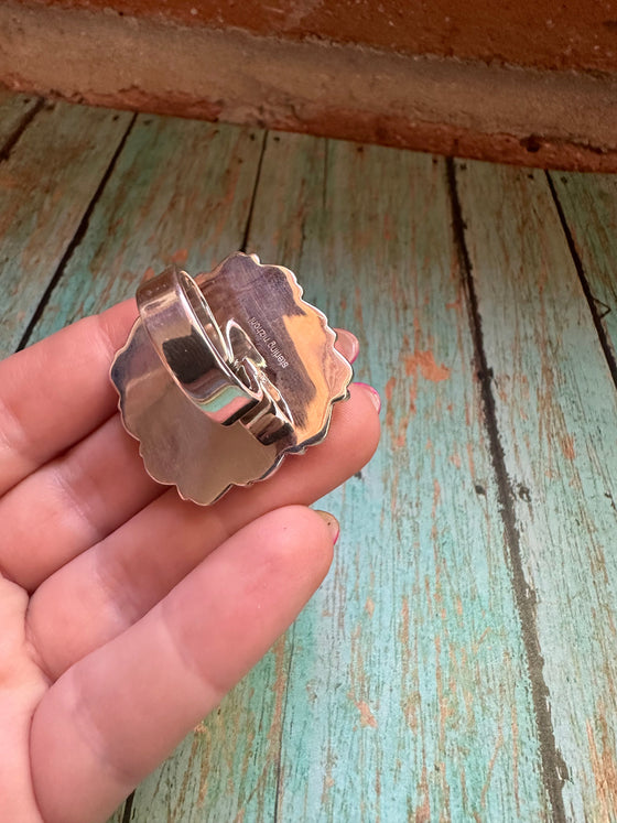 Handmade Adjustable Mother of Pearl & Sterling Silver Ring