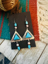 Navajo Mother of Pearl, Turquoise & Sterling Silver Dangle Earrings