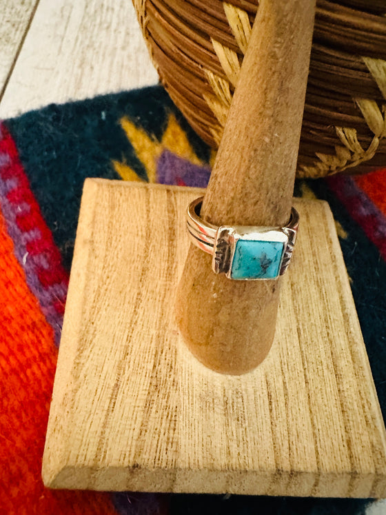 Navajo Turquoise & Sterling Silver Square Ring