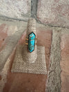“The Golden Collection” Wild & Free Handmade Natural Turquoise 14k Gold Plated Adjustable Ring