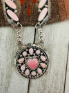 Navajo Queen Pink Conch & Sterling Silver Pearl Heart Necklace