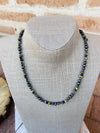 Navajo Lapis, Gaspeite And Sterling Silver Navajo Pearl Beaded Necklace