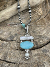 Turquoise & Mother Of Pearl Sterling Silver Navajo Pendant