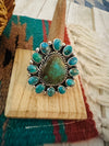 Navajo Sterling Silver & Turquoise Cluster Adjustable Ring