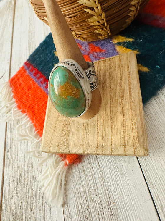 Navajo Royston Turquoise & Sterling Silver Adjustable Ring by Russell Sam