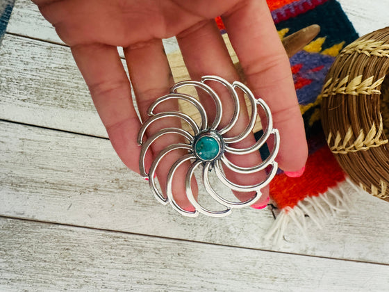 Navajo Sterling Silver & Turquoise Adjustable Flower Ring