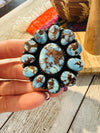 Navajo Golden Hills Turquoise & Sterling Silver Cluster Ring Size 8.5 by Ben Yellowhorse