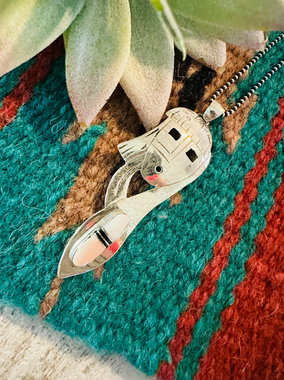 Navajo Sterling Silver & Mother of Pearl Kachina Pendant