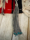 Navajo Turquoise & Sterling Silver Pearl Beaded Tassel Necklace