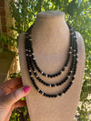 Navajo Pearl Sterling Silver & Black Onyx Beaded Necklace