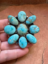 Beautiful Navajo Sterling Silver & Golden Hills Turquoise Statement Ring Size 9.5 Signed Travis J