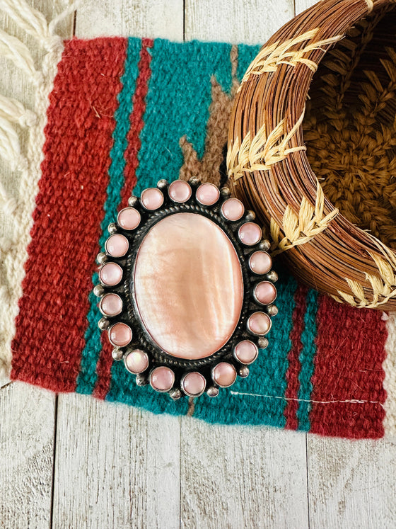 Navajo Sterling Silver & Mother of Pearl Cuff Bracelet