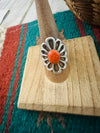 Navajo Sterling Silver & Orange Spiny Flower Ring