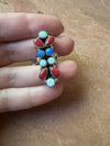 4TH OF JULY COLLECTION Handmade Red, White & Blue Fire Opal & Sterling Silver Adjustable Ring Signed Nizhoni