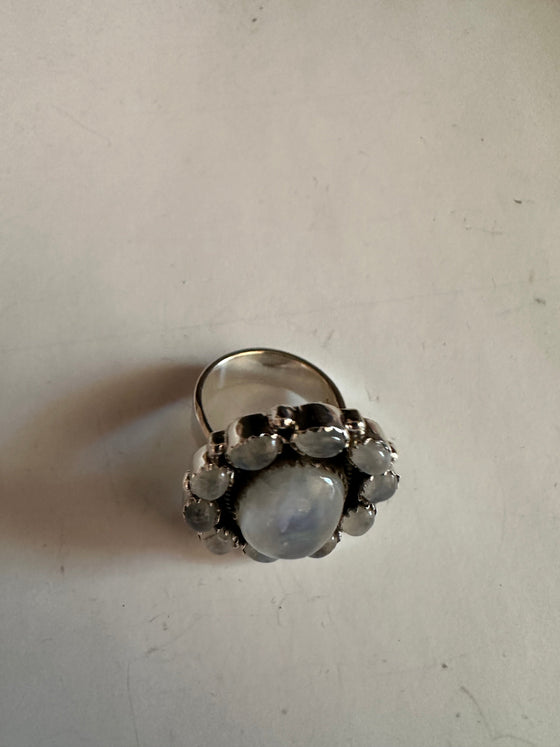 Handmade Moonstone & Sterling Silver Adjustable Ring