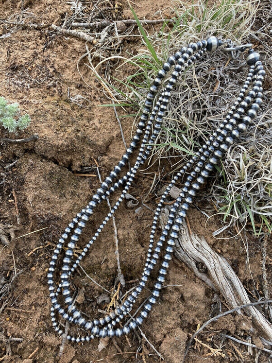 3 Strand Sterling Silver Navajo Pearl Style Beaded  Necklaces