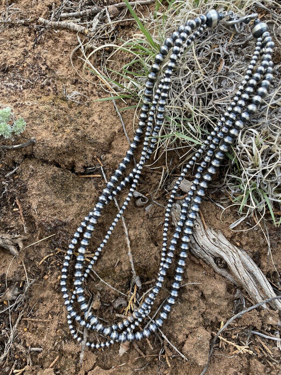 3 Strand Sterling Silver Navajo Pearl Style Beaded  Necklaces