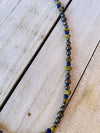 Navajo Lapis, Gaspeite And Sterling Silver Navajo Pearl Beaded Necklace