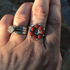 Navajo Coral & Sterling Silver Cuff Bracelet And Ring Set. Signed And Stamped