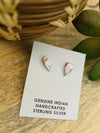 Zuni Sterling Silver & Mother Of Pearl Inlay Tear Drop Pink Stud Earrings