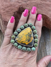 Navajo Turquoise & Bumble Bee Cluster Jumbo Ring Size 7