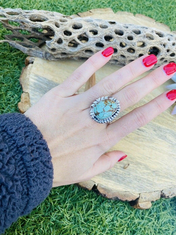 Navajo Royston Turquoise & Sterling Silver Ring Size 9