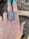 Navajo Pink Dream Mojave & Sterling Silver Rope Style Ring Size 6.5