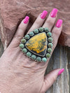 Navajo Turquoise & Bumble Bee Cluster Jumbo Ring Size 7