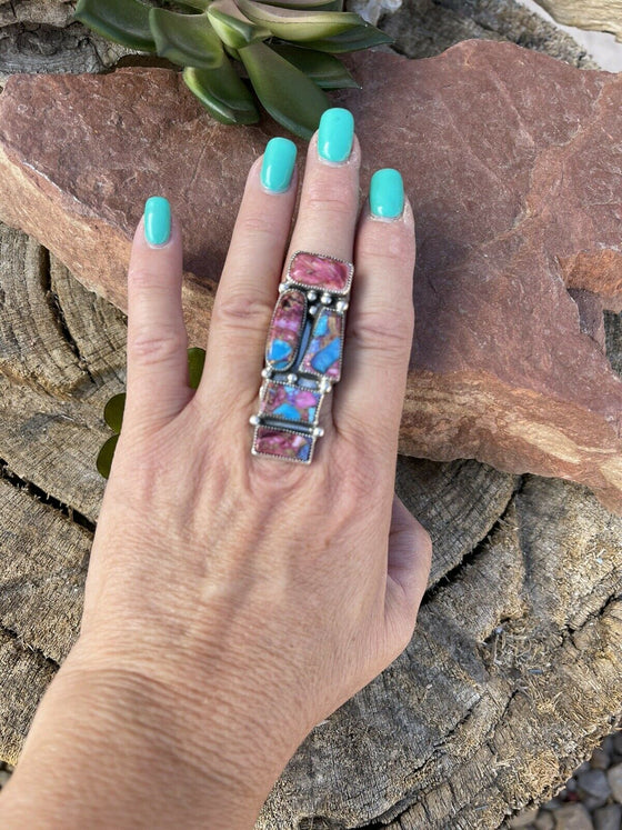 Navajo Pink Dream Mohave & Sterling Silver Ring Size 6