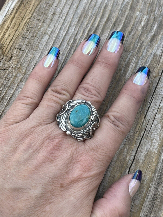 Navajo Sterling Silver Turquoise Southwest Ring Signed