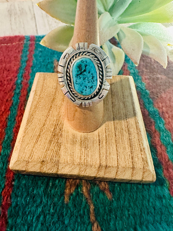 Navajo Kingman Turquoise & Sterling Silver Ring Size 7 Signed