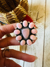 Navajo Sterling Silver & Queen Pink Conch Cluster Adjustable Ring