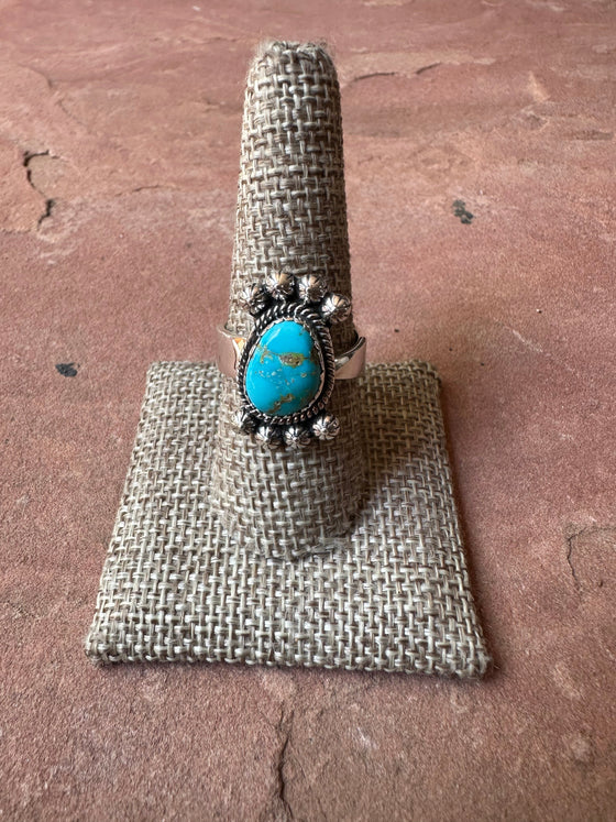 Beautiful Handmade Sonoran Turquoise And Sterling Silver Adjustable Ring