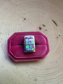  Handmade Multi Stone & Sterling Silver Rectangle Ring Size 6.5 Signed Nizhoni